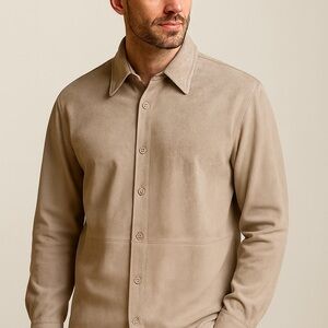 Genuine Sonoma Jean Company 100% Leather Shirt Jacket – Size XL – Taupe Beige